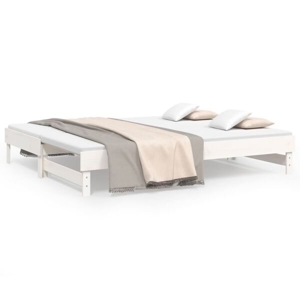 vidaXL Day Bed White Solid pine wood Full Extendable Day Bed