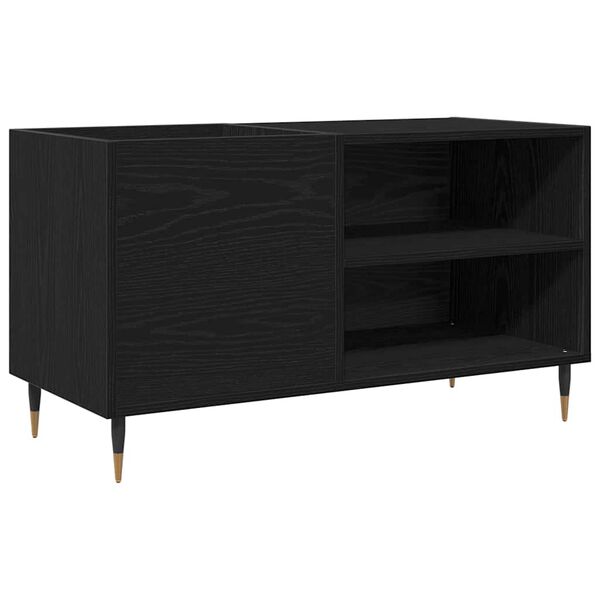 vidaXL Record Cabinet with Shelf Black Oak 33.46 x 14.96 x 18.90 in