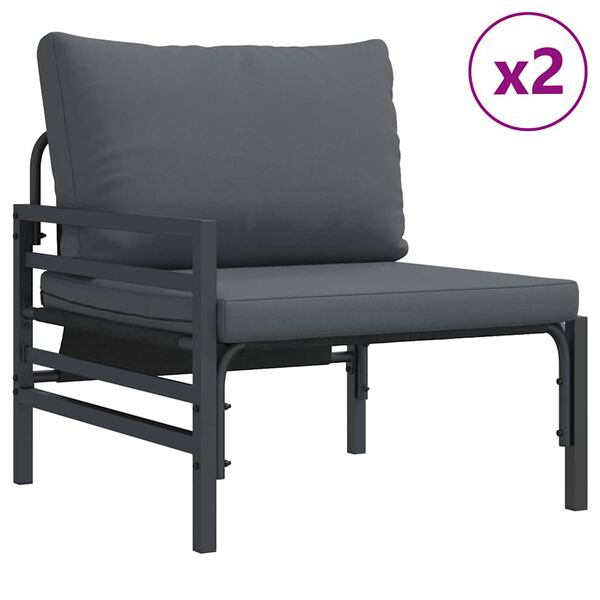 vidaXL Garden Sofa Set with Cushion 6 pcs Anthracite Steel