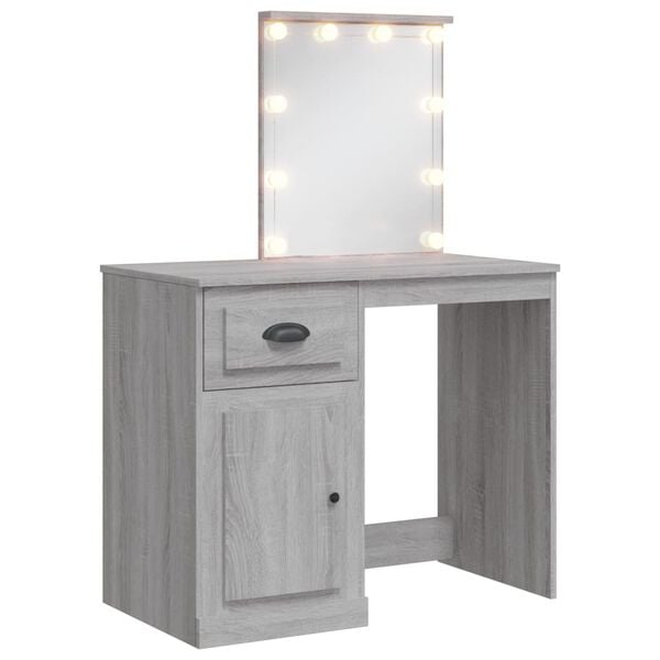 vidaXL Dressing Table Grey sonoma Engineered wood, glass