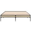 vidaXL Bed Frame Sonoma oak Engineered wood, metal, plywood King Durable