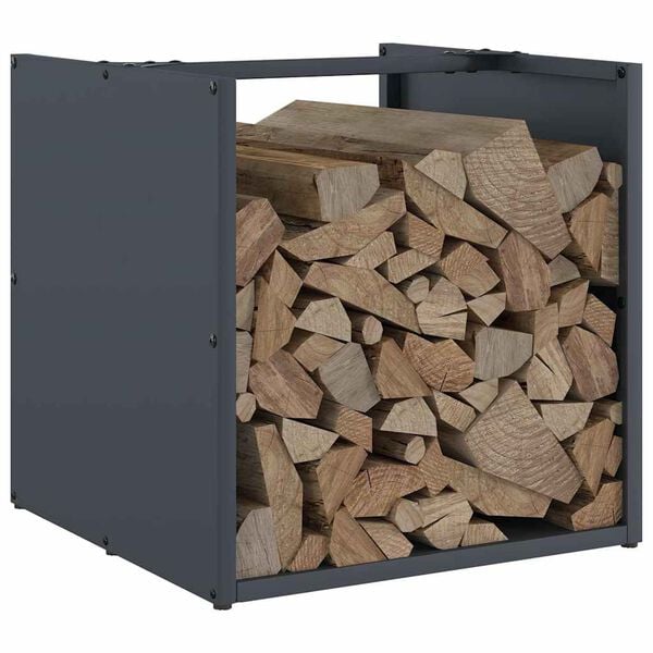 vidaXL Firewood Rack Anthracite 15.7x15.7x15.7" Cold-rolled steel