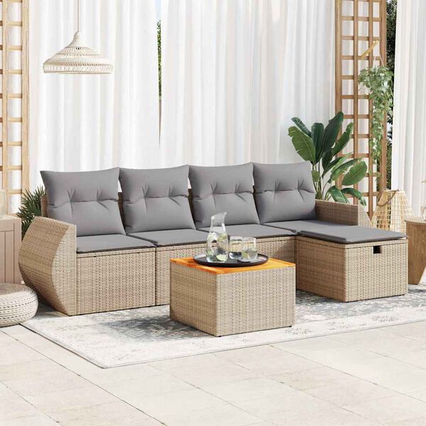 vidaXL Garden Sofa Set Beige PE Rattan Large Modular Garden Sofa Set