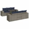 vidaXL 7 Piece Patio Sofa Set with Cushions Gray Poly Rattan Acacia