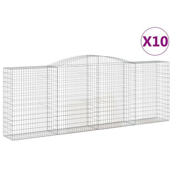 vidaXL Gabion Basket Set of 10 Silver Galvanized iron Large