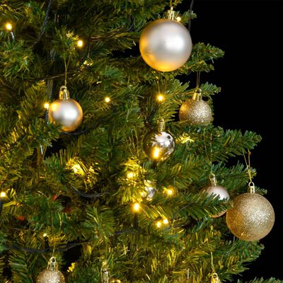 vidaXL Artificial Hinged Christmas Tree 150 LEDs & Ball Set 47.2"