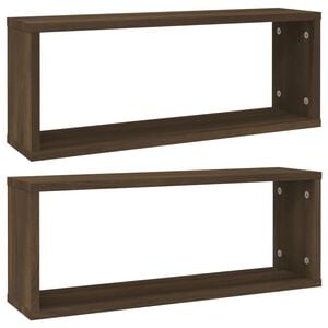 vidaXL Wall Cube Shelf Set of 2 Brown oak Engineered wood Medium