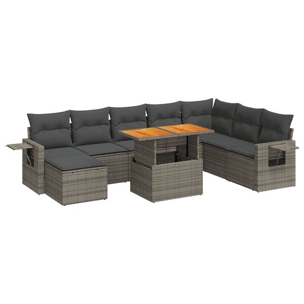 vidaXL Garden Sofa Set Grey PE rattan Large Modular Garden Sofa Set