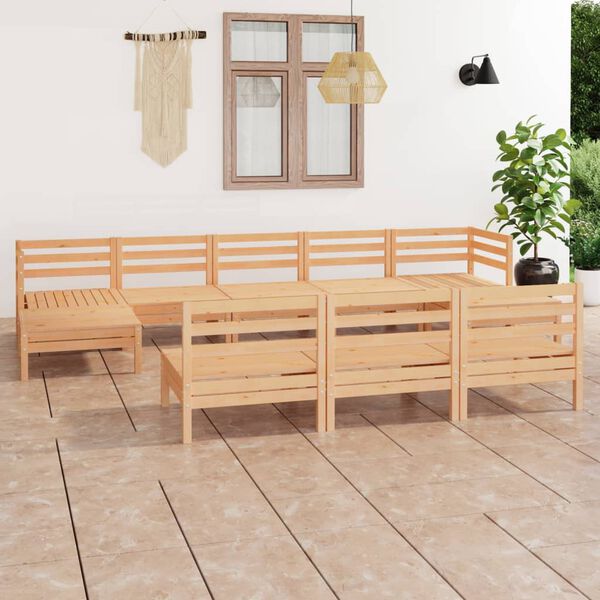 vidaXL Garden Lounge Set Natural Wood Solid Pine Wood Medium Modular