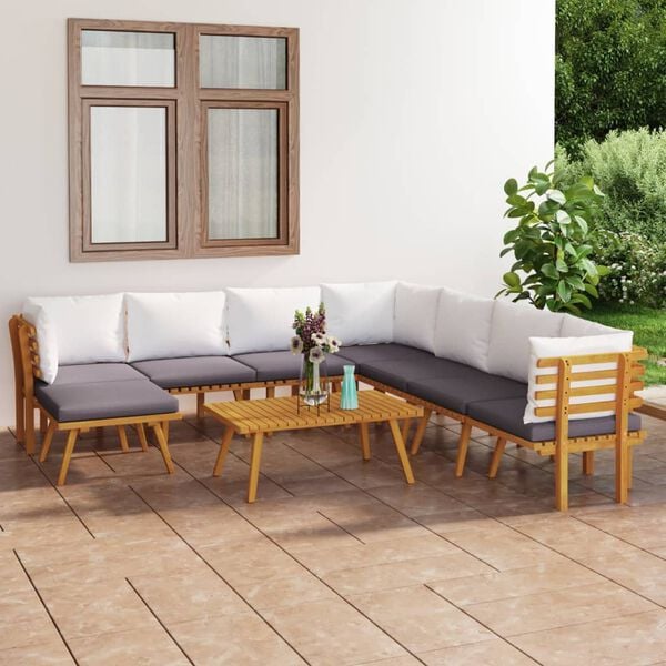 vidaXL Garden Lounge Set Dark grey Solid acacia wood Large Modular