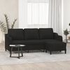 vidaXL 3-seater Sofa With Footstool Black Polyester, Metal, Plywood, Foam