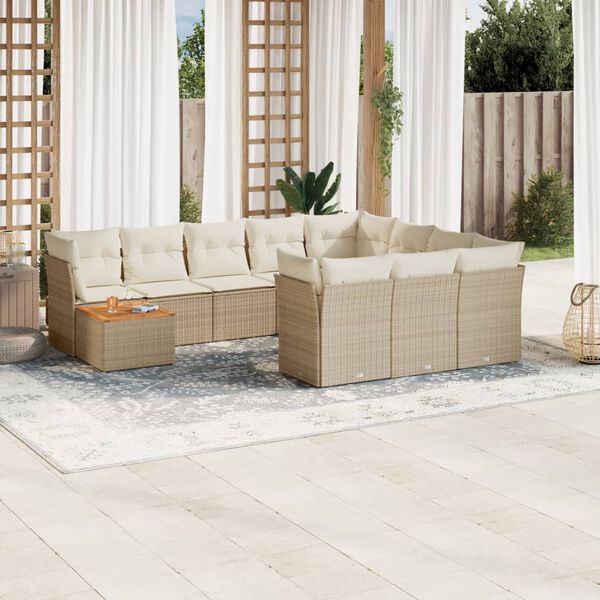 vidaXL Garden Sofa Set Beige Poly Rattan Large Modular Garden Sofa Set