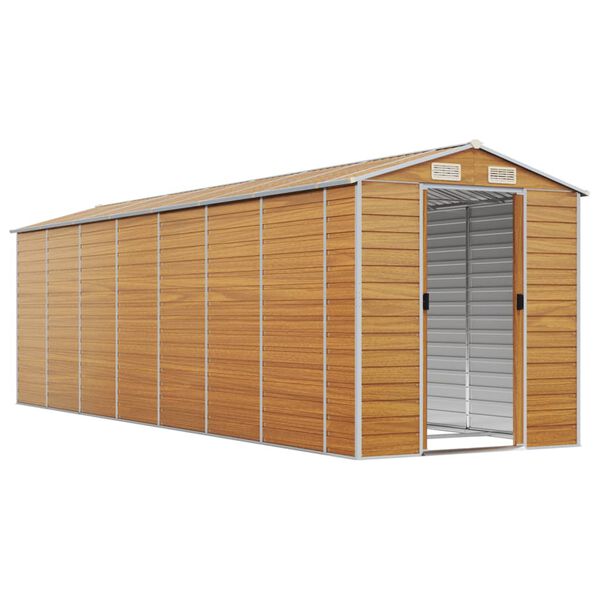 vidaXL Garden Shed Light brown Galvanized steel Large Garden Shed
