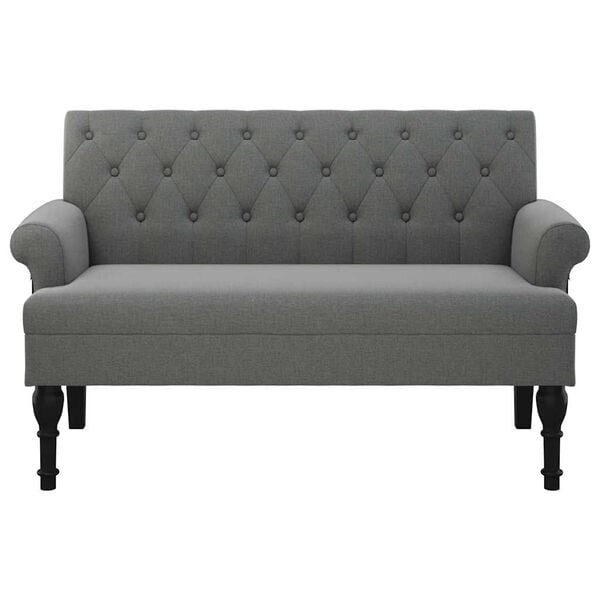 vidaXL Bench Dark grey Plywood, polyester, rubber wood, foam Medium