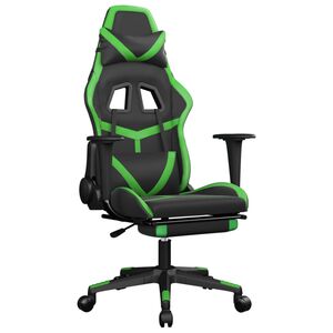 vidaXL Gaming Chair Black and Green Faux leather, metal, plywood, foam