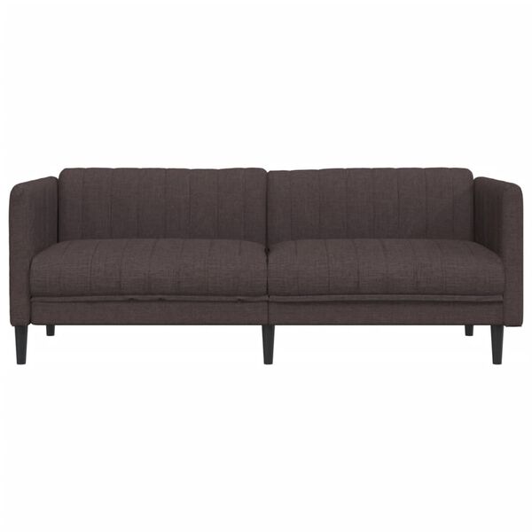 vidaXL Sofa Dark Brown 100% Polyester, Plywood, Solid Wood 3-Seater