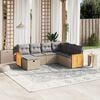 vidaXL 7 Piece Patio Sofa Set with Cushions Mix Beige Poly Rattan