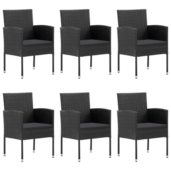 vidaXL Dining Set Black Solid Acacia Wood, PE Rattan, Steel Large