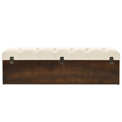vidaXL Storage Bench 43.3" Cream Solid Wood Fir