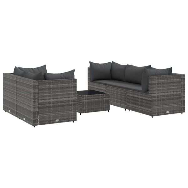 vidaXL Patio Lounge Set Set of 5 Gray PE Rattan Standard