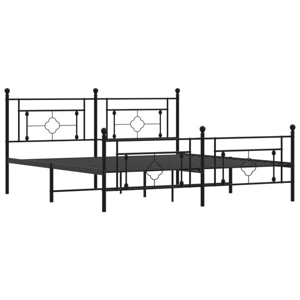 vidaXL Bed Frame Black Powder-Coated Steel Full Bed Frame Rectangular
