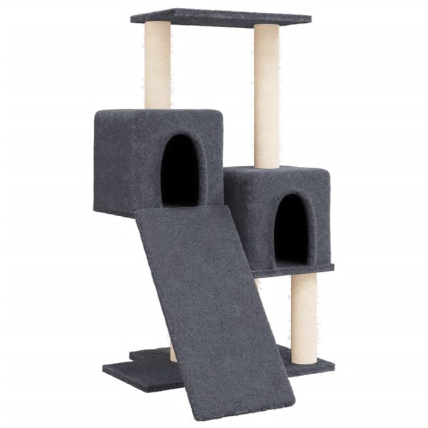 vidaXL Cat Tree Dark grey Engineered wood, plush, sisal 32.3 in