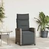 vidaXL Reclining Garden Chair Grey PE rattan, powder-coated steel Medium
