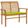 vidaXL Patio Bench with Bright Green Cushion 44.1 " Solid Teak Wood