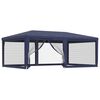 vidaXL Party Tent with 6 Mesh Sidewalls Blue 19.7'x13.1' HDPE