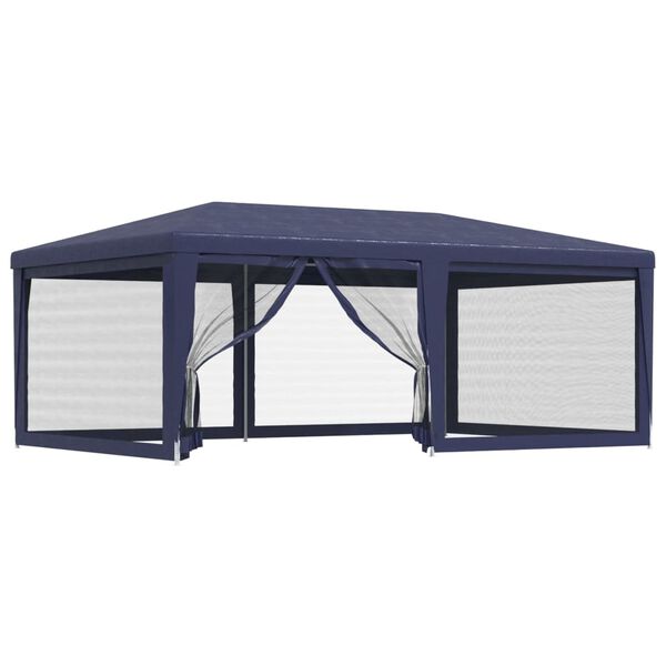 vidaXL Party Tent with 6 Mesh Sidewalls Blue 19.7'x13.1' HDPE