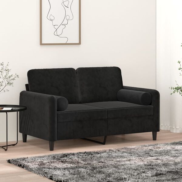 vidaXL 2-seater Sofa Black Velvet (100% polyester), metal, textilene