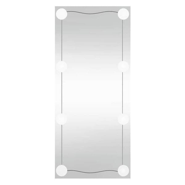 vidaXL Wall Mirror With Led Light Transparent Glass 11.8 x 31.5 in
