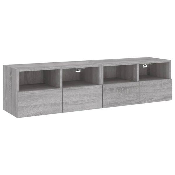 vidaXL TV Wall Cabinet Set of 2 Grey Sonoma Engineered wood Standard