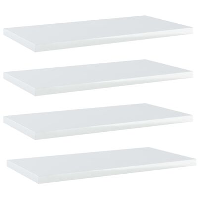 vidaXL Bookshelf Boards 4 pcs High Gloss White 15.7"x7.9"x0.6" Engineered Wood