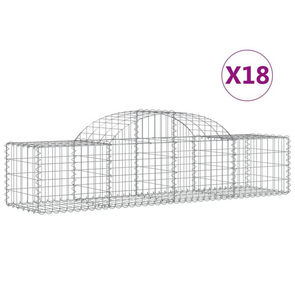 vidaXL Gabion Basket Set of 18 Silver Galvanized Iron
