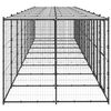 vidaXL Dog Kennel Black and Silver Powder-coated steel, PE 234.5 sq ft