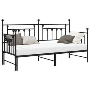 vidaXL Daybed Frame with Headboard Black 29.5" x 74.8" Steel