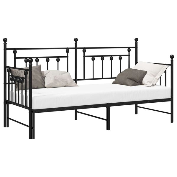 vidaXL Daybed Frame with Headboard Black 29.5" x 74.8" Steel