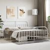 vidaXL Bed Frame White Powder-coated Steel Super King Bed Frame