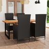 vidaXL 5 Piece Patio Dining Set with Cushions Poly Rattan Black