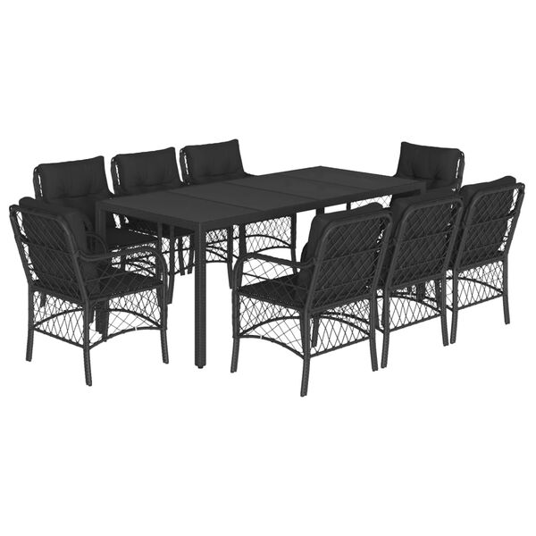 vidaXL Garden Dining Set Black PE rattan Washable Covers