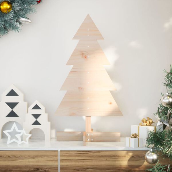 vidaXL Wooden Christmas Tree Natural Wood Solid Pine Wood Small