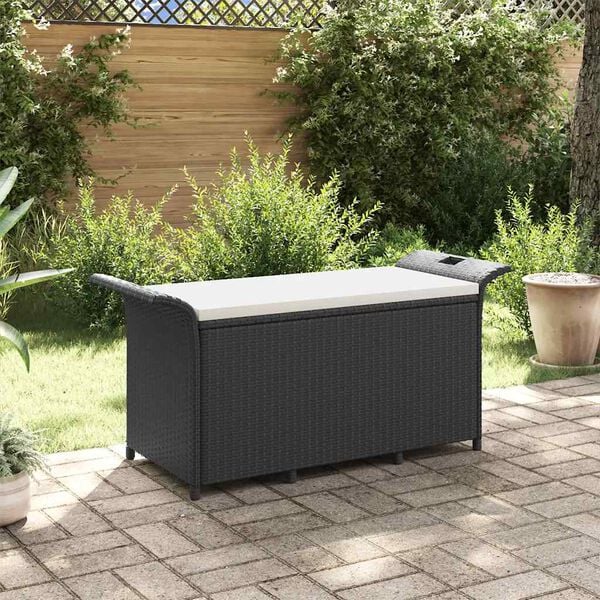 vidaXL Garden Bench Black Polyethylene with rattan look