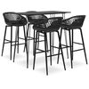 vidaXL Bar Set Black MDF, Metal, PP 5 Piece Ergonomic Bar Set