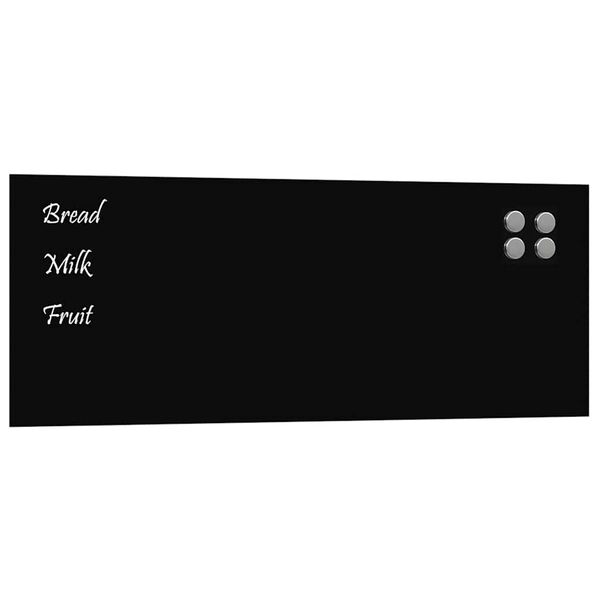 vidaXL Wall-mounted Magnetic Board Black 31.5"x11.8" Tempered Glass