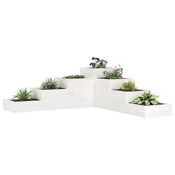 vidaXL Patio Planter 4-Tier 41.7x41.1x14.2" White Solid Wood Pine