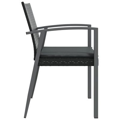 vidaXL Patio Chairs with Cushions 2 pcs Black 22.2"x22.4"x32.7" Poly Rattan