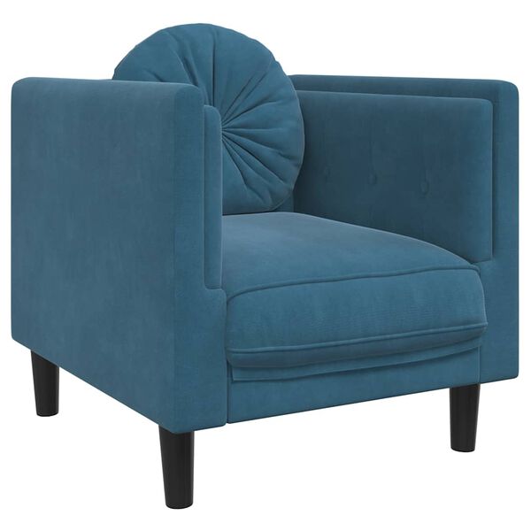 vidaXL Sofa Chair Blue Velvet (100% polyester), plywood, solid wood Medium