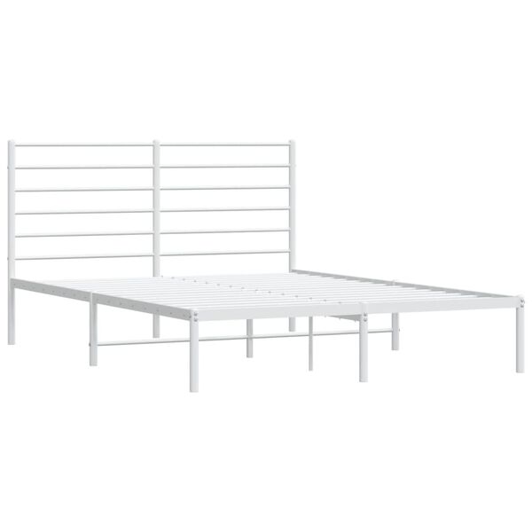 vidaXL Bed Frame White Powder-Coated Steel Full Bed Frame Rectangular