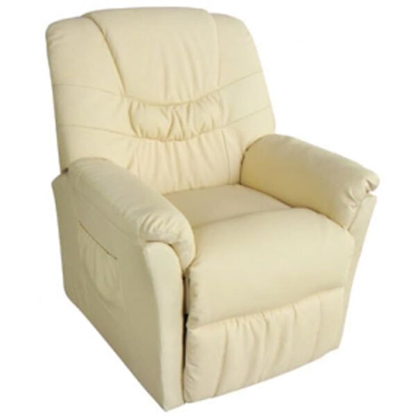 vidaXL Massage Chair Cream Faux Leather Standard Adjustable Footrests